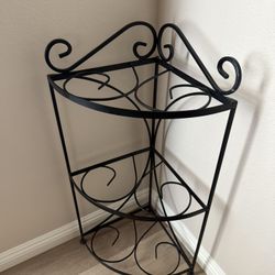 Black Metal Corner Shelf With Glass