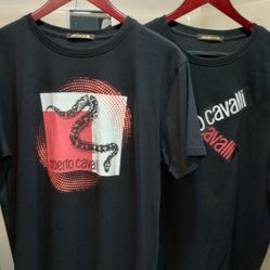 Roberto Cavalli Black Print T-shirts XL