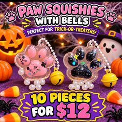 Taba Paw Squishy Keychains with Bells –m