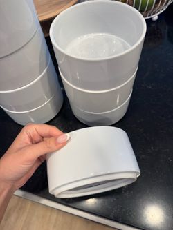 White Stackable Dinnerware Set - 21 Pieces (Dinner Plates, Salad Plates, Bowls)