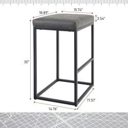 New Single 30 in. Gray Backless Metal Frame Bar Stools with PU Leather Cushion- just one