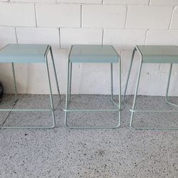Set Of 3 Metal Bar Stools