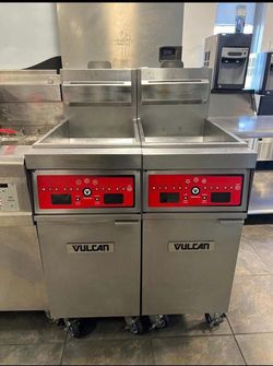 🔥Vulcan Model 1 TR45C Natural Gas 2 Bay 50 Lbs Digital Deep Fryer W/ Oil Filter🔥