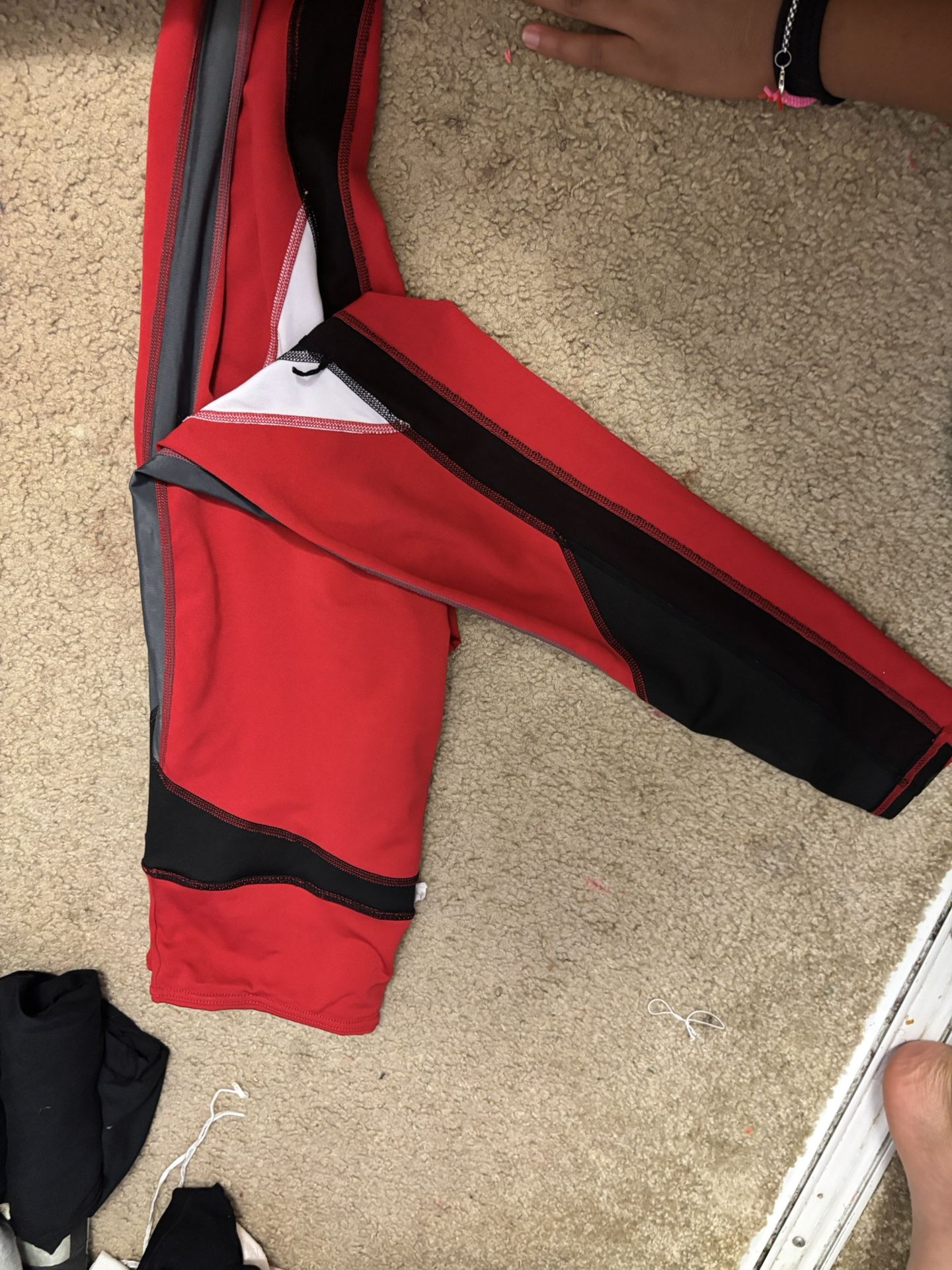 Red, Black And White Patterned Leggings