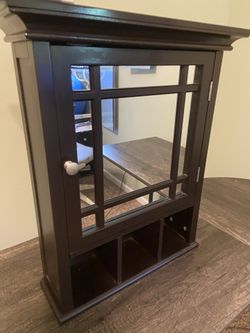Espresso Mirror Medicine Cabinet with Shelves – Like New!