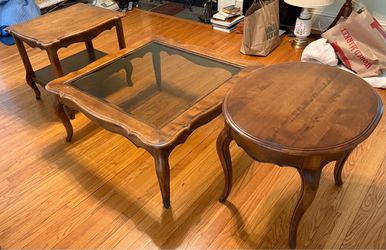 Ethan Allen Coffee Table & Oval & Rectangular Side Tables