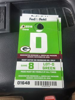 Redskins Packers Parking Pass Tickets