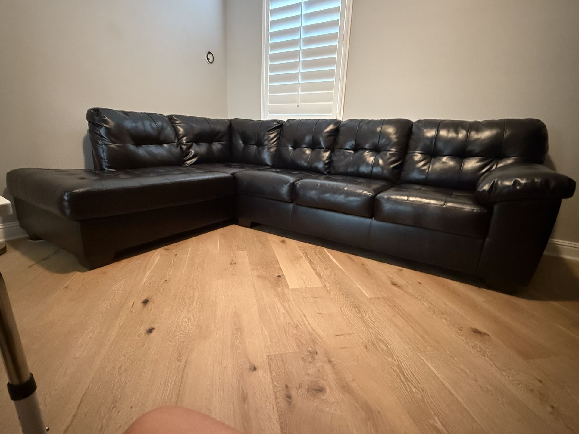 Faux Leather Sectional Sofa with Chaise 