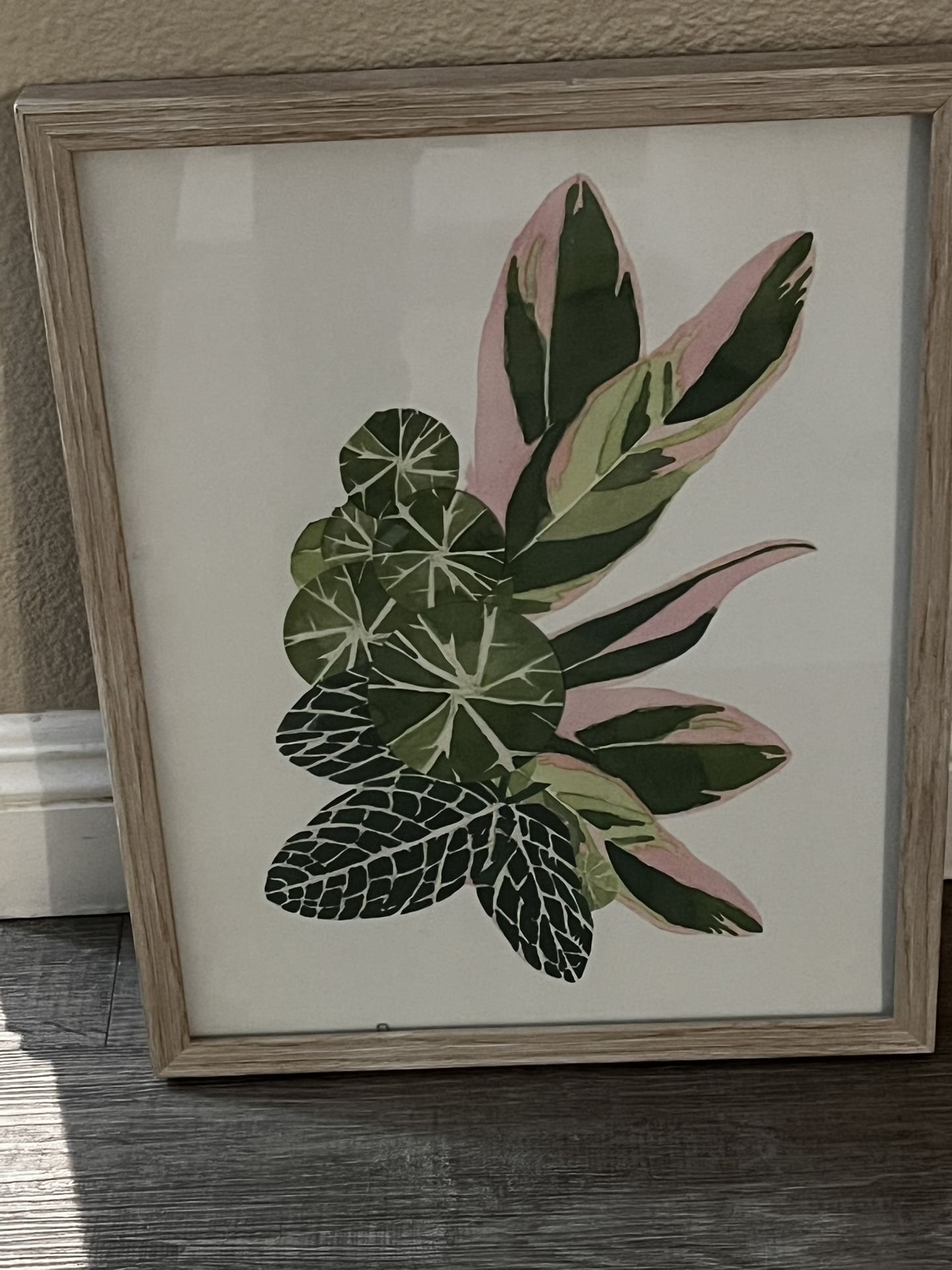 2 Boho Printed Art Set In White Washed Frame