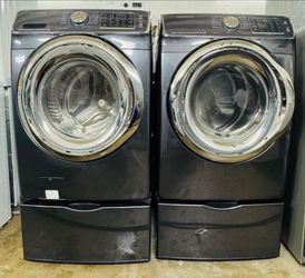 Samsung Front Load Washer Dryer Set – Black Stainless Steel