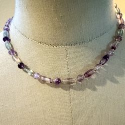 Natural Fluorite Gemstone Bead Necklace