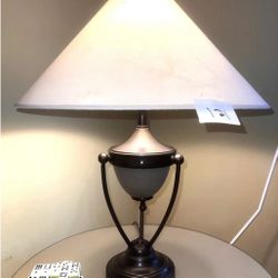 Nice Large Metal And Glass Table Lamp With Night Light 