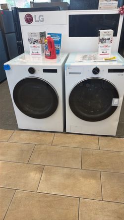 Lg white washer and electric dryer