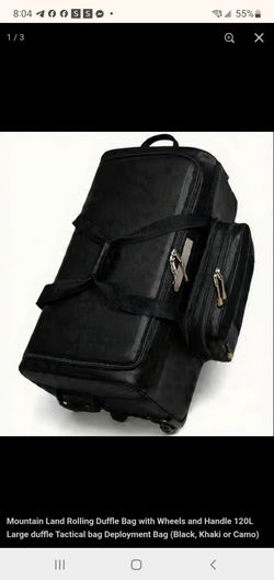 Brand New Mountain Land 120L Rolling Duffle Bag with Wheels & Handle – Black, Khaki or Camo