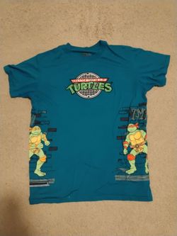 Teenage Mutant Ninja Turtles Graphic Embroidered T-Shirt, Teal Color, New No Tag $10.00
