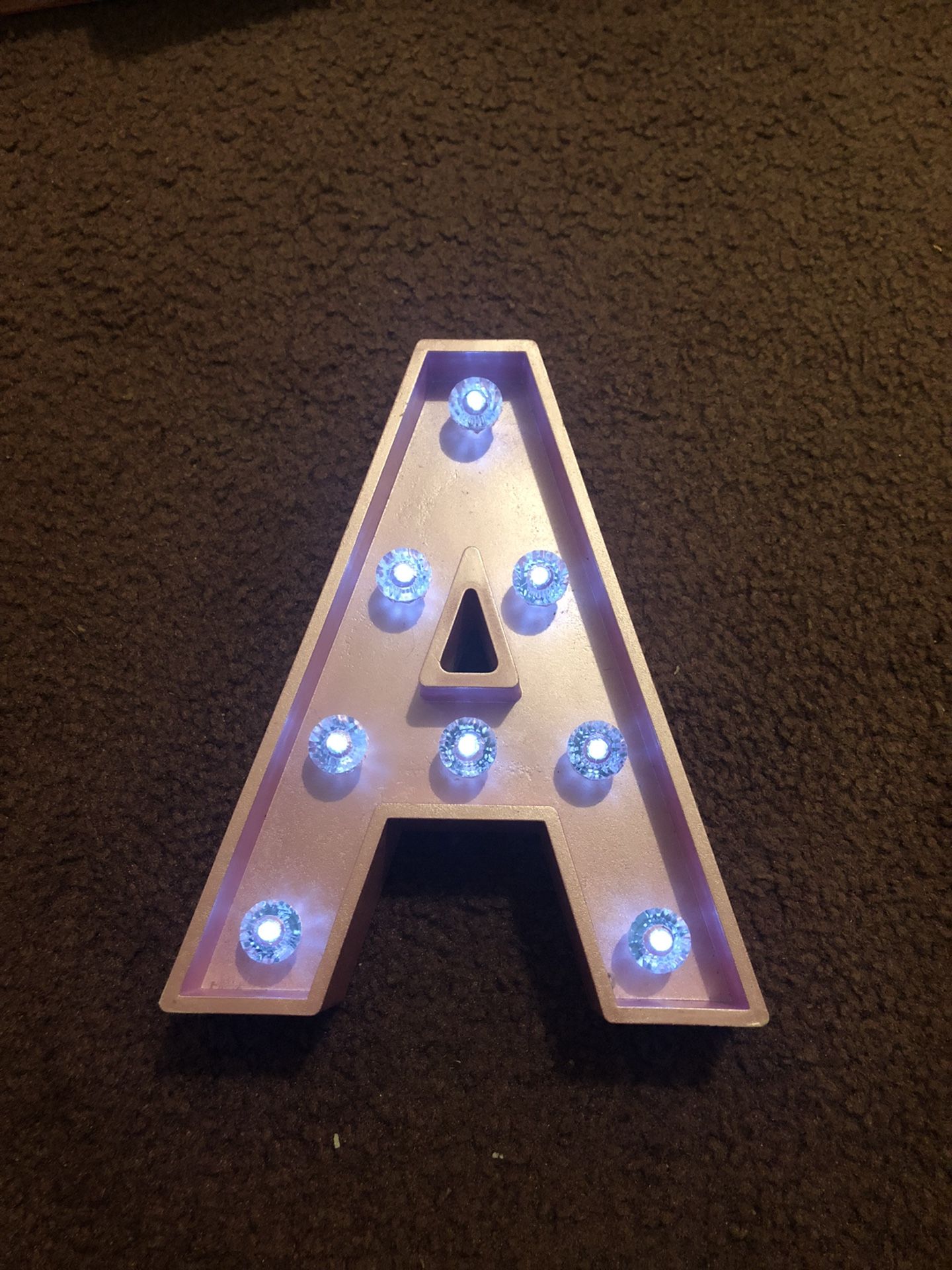 Pink LED Letter A with Lights Color White