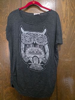 Ladies owl print blouse M