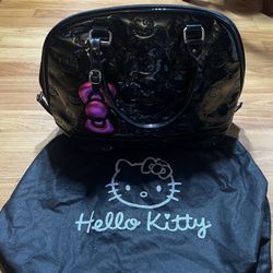 Loungefly Hello Kitty Purse Black Metallic Tote Bag Sanrio 2010 Vinyl