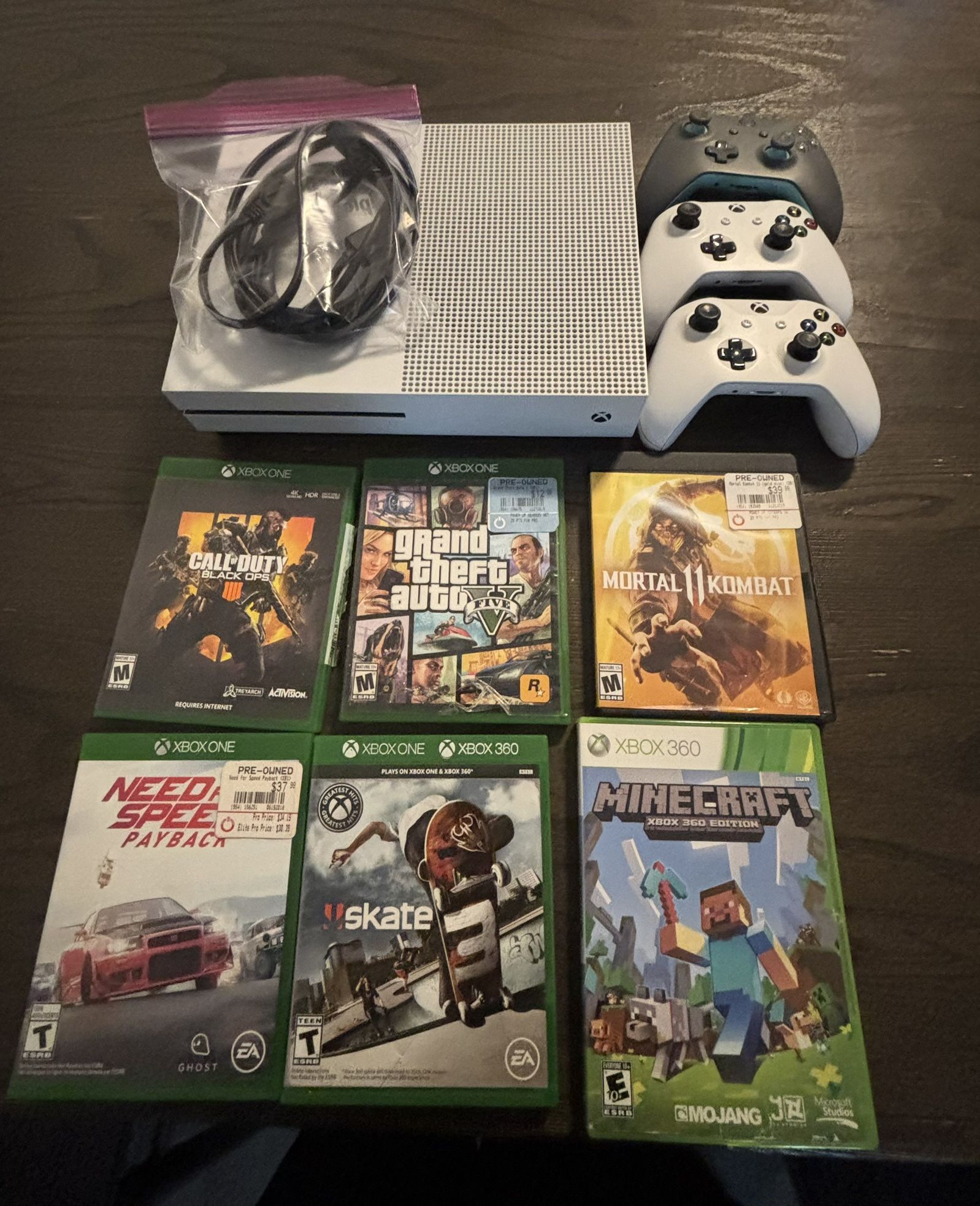 Used Xbox One S Bundle - 3 Controllers + 6 Games -