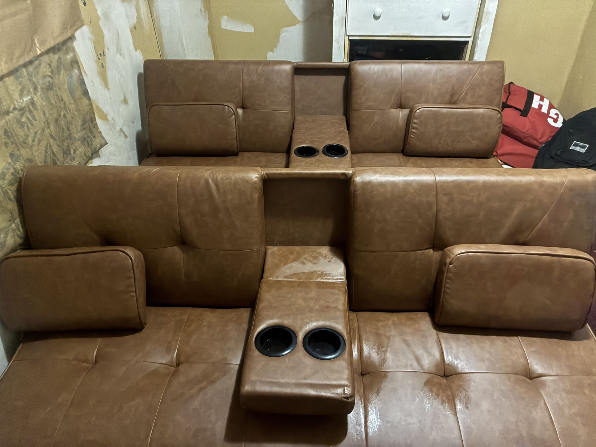 Like New Futons Brown Leather 2 For 85 Each 170 Total