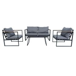 LAUSAINT HOME 4-Piece Patio Furniture Set with Gray Cushions - Brand New, Sealed in Box