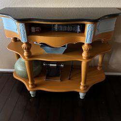 Sofa Table: Solid Wood With Black Granite Top