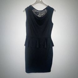 Soprano, Women’s Black Lace Back Peplum Sleeveless Midi Dress, Size M