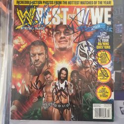 Wwe Magazine Autographed Hhh John Cena Rey Mesterio The Miz Cm Punk