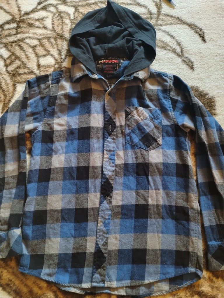 Tony Hawk Flannel Hoodie Shirt Size Medium 10/12