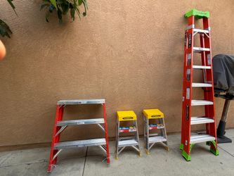 4 new ladders  8 ft $175 and 3 ft orange $160 and 2- yellow 2 ft asking $50 each