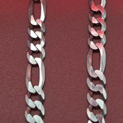 ✨ Figaro Chain • Solid .925 Sterling Silver • Rhodium Plated • 18″ ✨