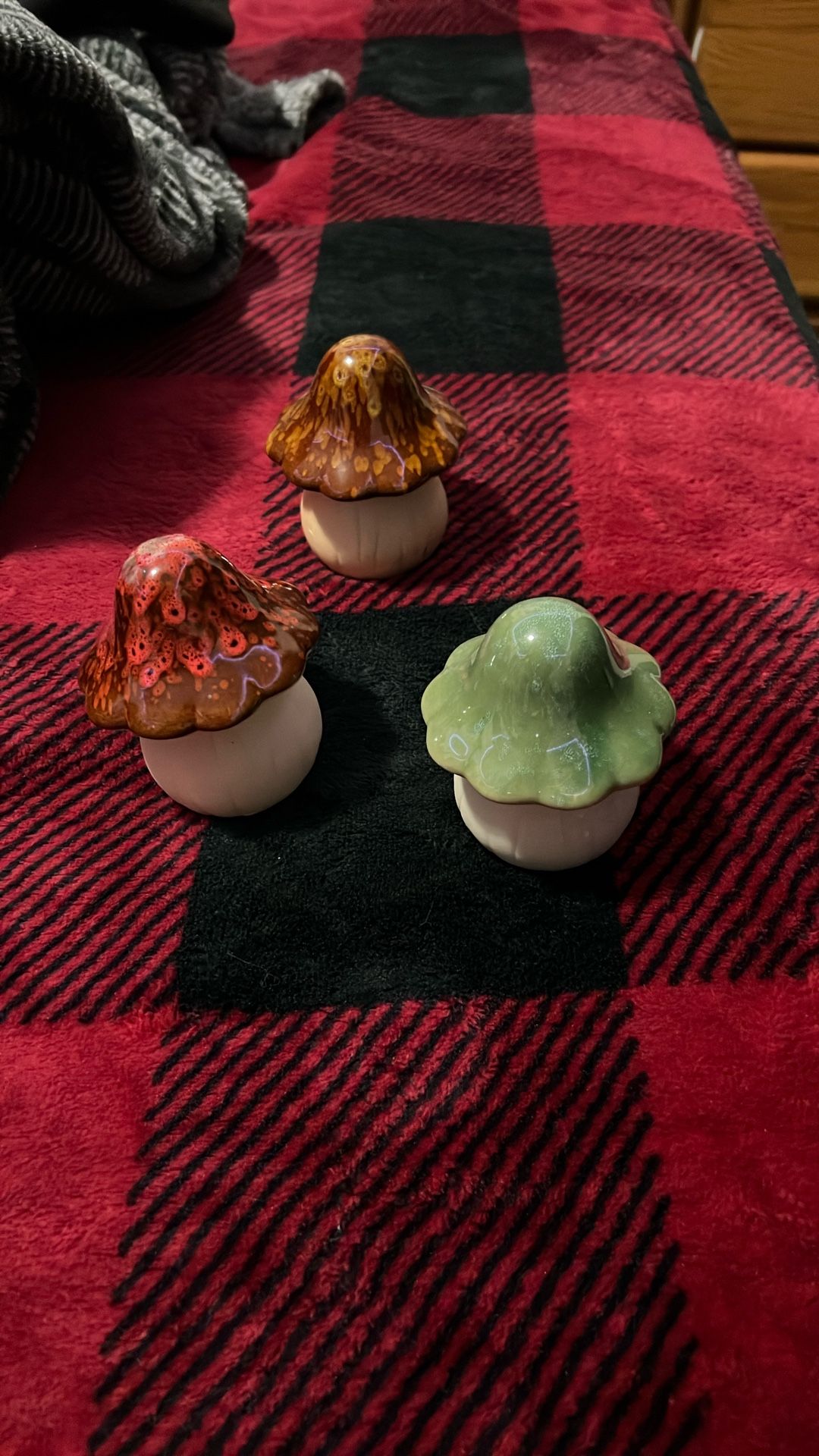 Set Of 3 Little Mushroom Statues