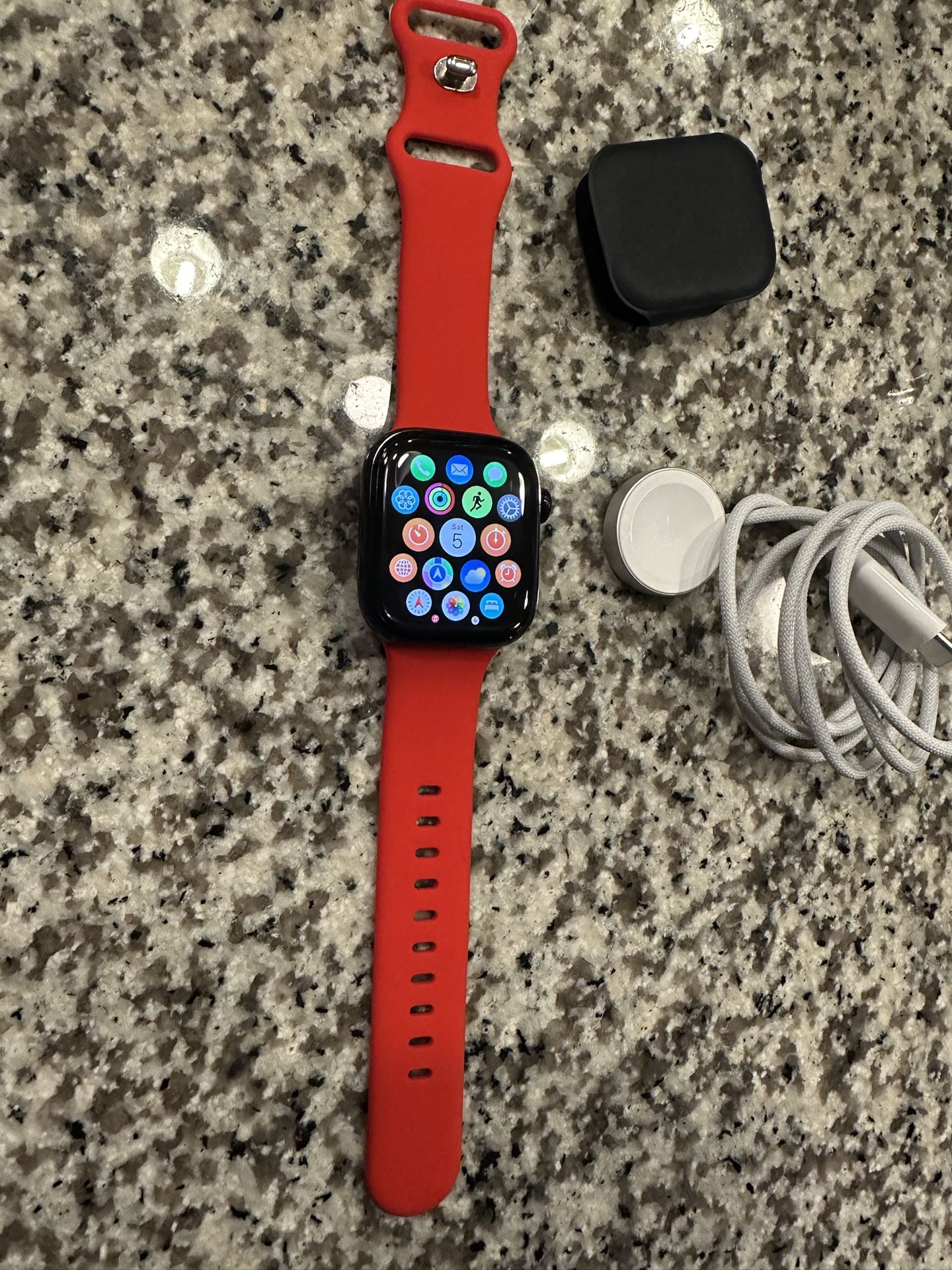 Apple Watch Series 10 GPS 42mm Black with Red (band not apple) Apple Warranty 1 Year And Charger