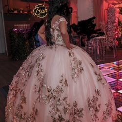 Quinceañera Dress With A 6 Hoop Skirt 