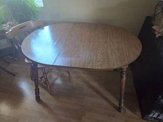 Round Wood Dining Table with Leaf Extension