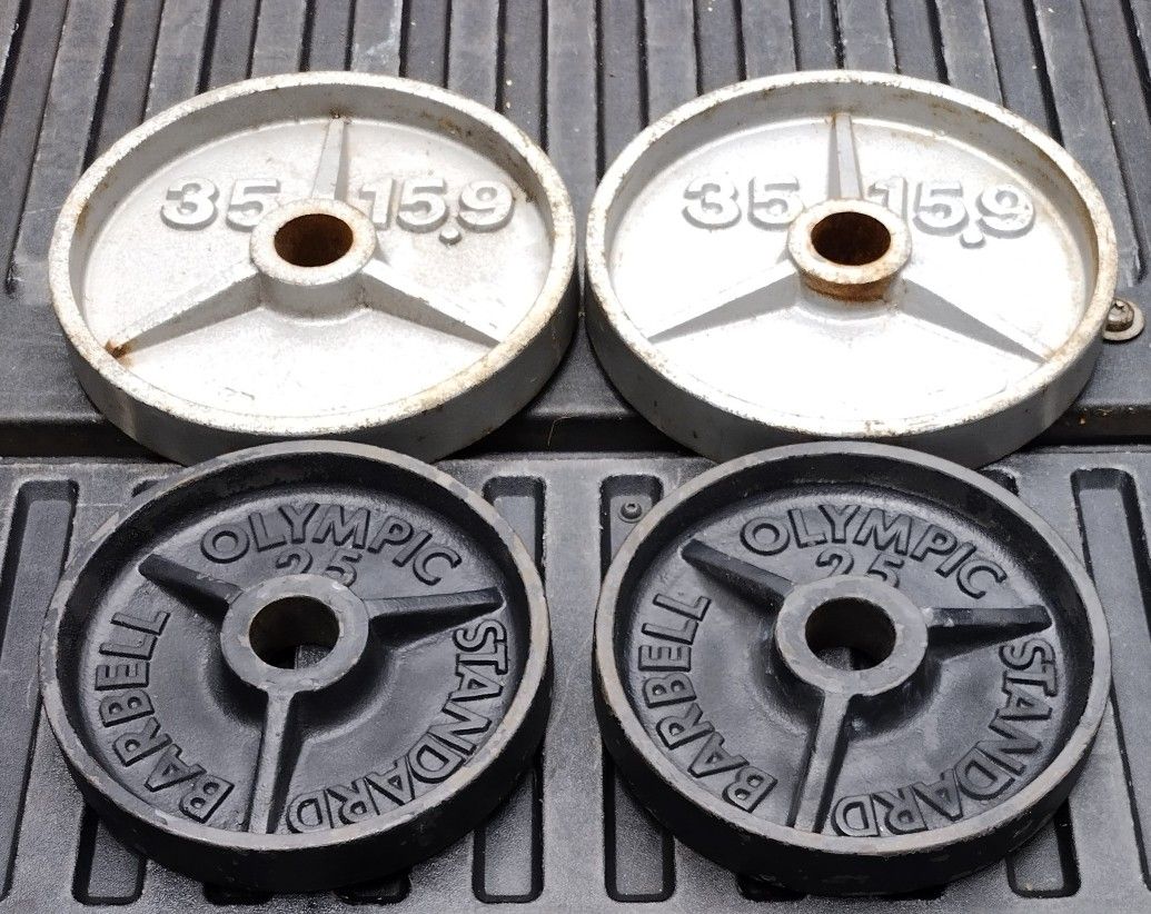 SET OF OLYMPIC DEEP DISH PLATES : (PAIRS OF) : 35 LB. & 25 LB. PLATES