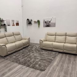 Leather Couch Set Power Recliner - Free Delivery