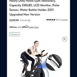 Indoor Cycling Magnetic Resistance Exercise Bike, Ultra-Silent, Heavy Duty Home Gym Stationary, Capacity 330LBS, LCD Monitor, Pulse Sensor, Water Bott
