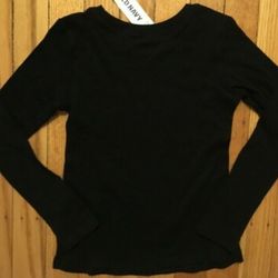 Old navy cotton black long sleeve t tee shirt top women's Size XS extra small crew Neck
