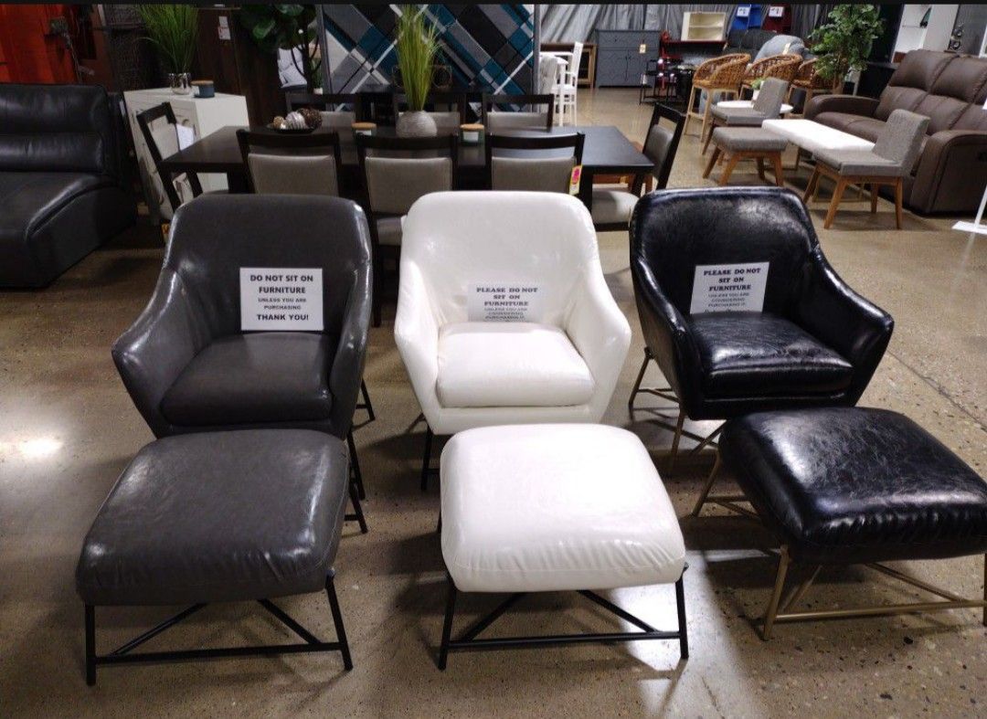 Accent Chairs With Ottoman White Gray Or Black (New)