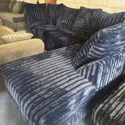 New Gorgeous Royal Blue Sectional - $0 Down, Flexible Payments Available 