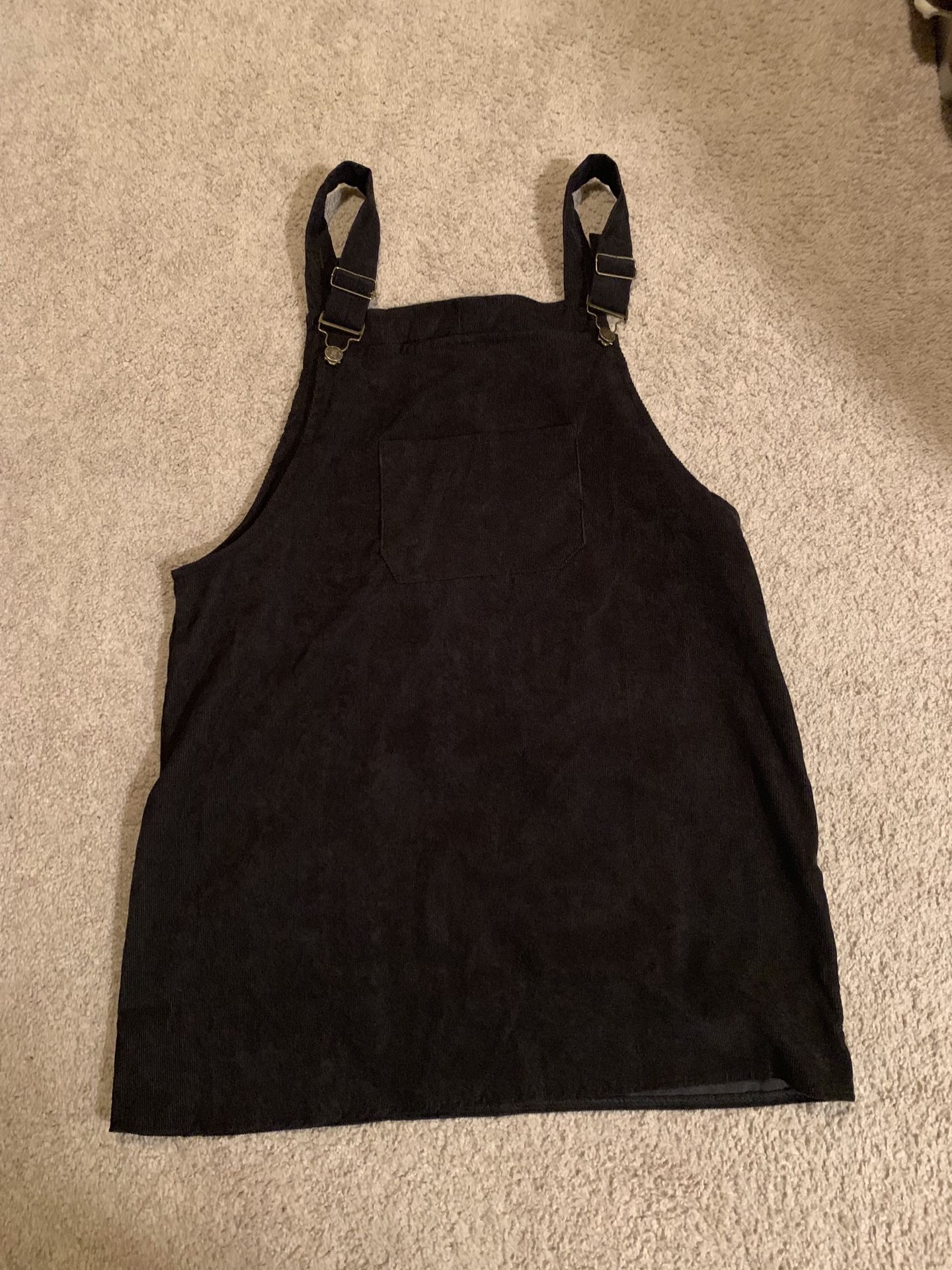 Black Corduroy Overall Dress