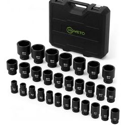 HOYETO 3/4" Impact Socket Set 29 Piece 3/4" Drive Impact Sockets Set, Rugged Construction, Cr-Mo, 6-Point Sockets,3/4 Inches Socket Set Impact SAE 3/4