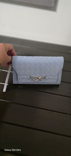 NWT Time and Tru Light Blue Woven Envelope Wallet & Card Holder Set