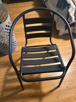 Black Metal Slatted Outdoor Chair
