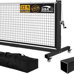 Pro Pickleball Net - 22ft Tournament-Grade, Heavy Duty Steel Frame, 30-ply Sturdy Net, Hand Winch System, Universal Wheels, 600D Carrying Bag, Perfect