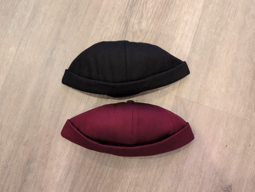 2 new  Men's Rimless Caps Punk Longshoreman Blk/Maroon