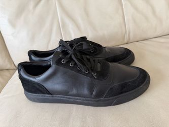 Harrys of London Men's Black Leather Low Top Sneakers Shoes Size EU 45 US 12