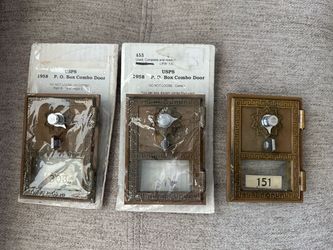 Vintage Brass PO Box Doors Dial Combo  Lot of 3 Postal Box Doors