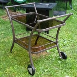Outdoor Cart With Tempered Glass Shelves 